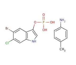 5-Bromo-6-chloro-3-indolyl phosphate, p-toluidine salt (CAS 6769-80-8) - chemical structure image