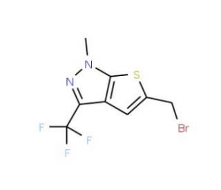 5-(Bromomethyl)-1-methyl-3-(trifluoromethyl)-1H-thieno[2,3-c]pyrazole - chemical structure image