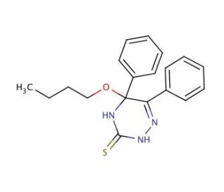 5-Butoxy-5,6-diphenyl-4,5-dihydro-2H-[1,2,4]triazine-3-thione - chemical structure image