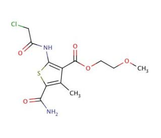 5-Carbamoyl-2-(2-chloro-acetylamino)-4-methyl-thiophene-3-carboxylic acid 2-methoxy-ethyl ester - chemical structure image