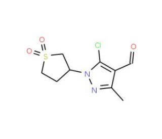 5-chloro-1-(1,1-dioxidotetrahydrothien-3-yl)-3-methyl-1H-pyrazole-4-carbaldehyde (CAS 885-44-9) - chemical structure image