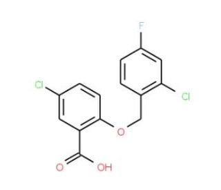5-Chloro-2-[(2-chloro-4-fluorobenzyl)oxy]-benzoic acid - chemical structure image