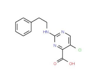 5-chloro-2-[(2-phenylethyl)amino]pyrimidine-4-carboxylic acid (CAS 327064-08-4) - chemical structure image