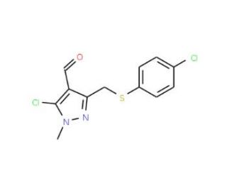 5-Chloro-3-{[(4-chlorophenyl)sulfanyl]methyl}-1-methyl-1H-pyrazole-4-carbaldehyde - chemical structure image
