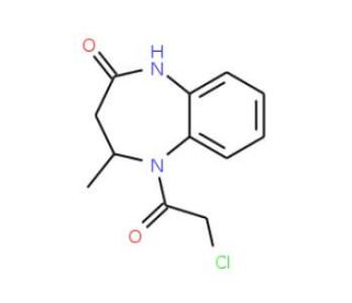5-(chloroacetyl)-4-methyl-1,3,4,5-tetrahydro-2H-1,5-benzodiazepin-2-one (CAS 73416-91-8) - chemical structure image