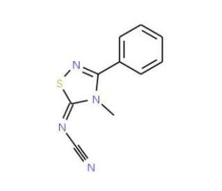 5-Cyanimino-4,5-dihydro-4-methyl-3-phenyl-1,2,4-thiadiazole (CAS 138572-15-3) - chemical structure image