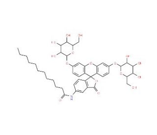5-Dodecanoylaminoflorescein di-b-D-galactopyranoside (CAS 138777-25-0) - chemical structure image