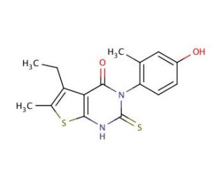 5-Ethyl-3-(4-hydroxy-2-methyl-phenyl)-2-mercapto-6-methyl-3H-thieno[2,3-d]pyrimidin-4-one - chemical structure image
