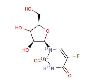 5-Fluorouridine-13C,15N2 (CAS 316-46-1 (unlabeled)) - chemical structure image