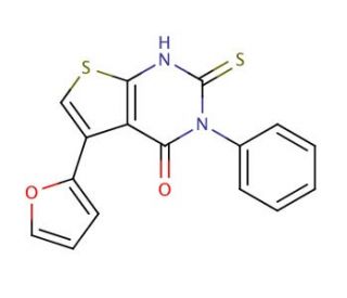 5-Furan-2-yl-2-mercapto-3-phenyl-3H-thieno[2,3-d]pyrimidin-4-one - chemical structure image