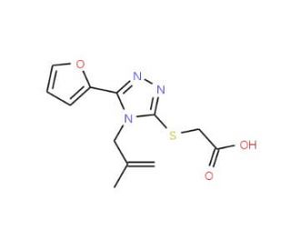 [5-Furan-2-yl-4-(2-methyl-allyl)-4H-[1,2,4]triazol-3-ylsulfanyl]-acetic acid (CAS 307327-49-7) - chemical structure image