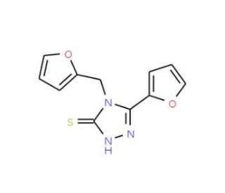 5-Furan-2-yl-4-furan-2-ylmethyl-4H-[1,2,4]-triazole-3-thiol - chemical structure image
