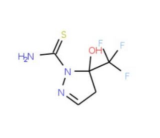5-hydroxy-5-(trifluoromethyl)-4,5-dihydro-1H-pyrazole-1-carbothioamide - chemical structure image