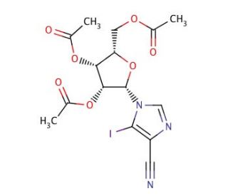 5-Iodo-1-(2&prime;,3&prime;,5&prime;-tri-O-acetyl-&beta;-D-ribofuranosyl)-imidazo-4-carbonitrile - chemical structure image