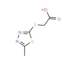 (5-Methyl-[1,3,4]thiadiazol-2-ylsulfanyl)-acetic acid (CAS 50918-26-8) - chemical structure image