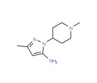5-Methyl-2-(1-methyl-piperidin-4-yl)-2H-pyrazol-3-ylamine - chemical structure image