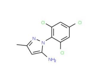 5-Methyl-2-(2,4,6-trichlorophenyl)-2H-pyrazol-3-yl amine (CAS 106259-87-4) - chemical structure image