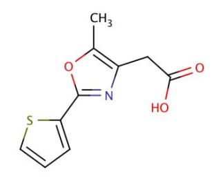 (5-methyl-2-thien-2-yl-1,3-oxazol-4-yl)acetic acid - chemical structure image