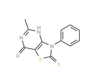 5-methyl-3-phenyl-2-thioxo-2,3-dihydro[1,3]thiazolo[4,5-d]pyrimidin-7(6H)-one (CAS 141622-32-4) - chemical structure image