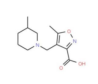 5-Methyl-4-[(3-methylpiperidin-1-yl)methyl]-isoxazole-3-carboxylic acid - chemical structure image