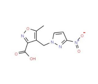 5-Methyl-4-[(3-nitro-1H-pyrazol-1-yl)methyl]-isoxazole-3-carboxylic acid - chemical structure image