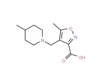 5-Methyl-4-[(4-methylpiperidin-1-yl)methyl]-isoxazole-3-carboxylic acid (CAS 1119452-18-4) - chemical structure image