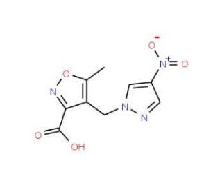 5-Methyl-4-[(4-nitro-1H-pyrazol-1-yl)methyl]-isoxazole-3-carboxylic acid - chemical structure image