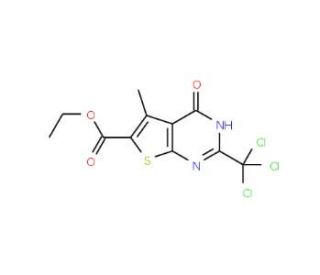 5-Methyl-4-oxo-2-trichloromethyl-3,4-dihydro-thieno[2,3-d]pyrimidine-6-carboxylic acid ethyl ester - chemical structure image