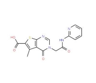5-methyl-4-oxo-3-[2-oxo-2-(pyridin-2-ylamino)ethyl]-3,4-dihydrothieno[2,3-d]pyrimidine-6-carboxylic acid - chemical structure