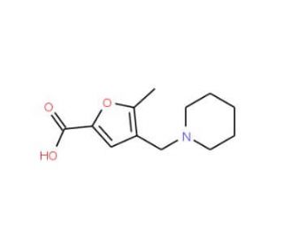 5-Methyl-4-piperidin-1-ylmethyl-furan-2-carboxylic acid (CAS 299920-95-9) - chemical structure image