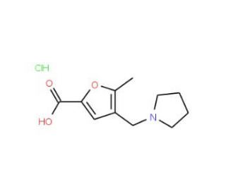 5-Methyl-4-pyrrolidin-1-ylmethyl-furan-2-carboxylic acid hydrochloride - chemical structure image