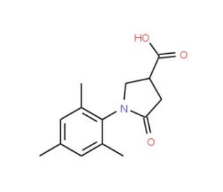 5-Oxo-1-(2,4,6-trimethyl-phenyl)-pyrrolidine-3-carboxylic acid (CAS 63675-25-2) - chemical structure image