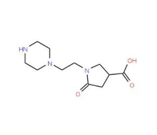 5-Oxo-1-(2-piperazin-1-ylethyl)pyrrolidine-3-carboxylic acid - chemical structure image