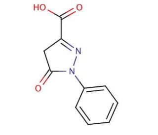 5-Oxo-1-phenyl-2-pyrazolin-3-carboxylic acid (CAS 119-18-6) - chemical structure image