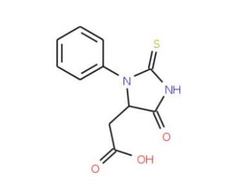 (5-Oxo-3-phenyl-2-thioxo-imidazolidin-4-yl)-acetic acid - chemical structure image