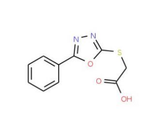 (5-Phenyl-[1,3,4]oxadiazol-2-ylsulfanyl)-acetic acid (CAS 99361-50-9) - chemical structure image