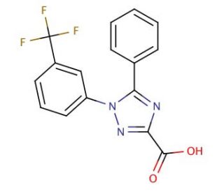 5-Phenyl-1-(3-trifluoromethyl-phenyl)-1H-[1,2,4]triazole-3-carboxylic acid - chemical structure image