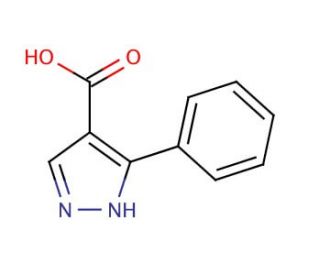 5-Phenyl-1H-pyrazole-4-carboxylic acid (CAS 5504-65-4) - chemical structure image