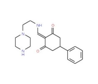5-Phenyl-2-{[(2-piperazin-1-ylethyl)amino]-methylene}cyclohexane-1,3-dione - chemical structure image