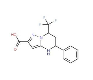 5-Phenyl-7-trifluoromethyl-4,5,6,7-tetrahydro-pyrazolo[1,5-a]pyrimidine-2-carboxylic acid - chemical structure image