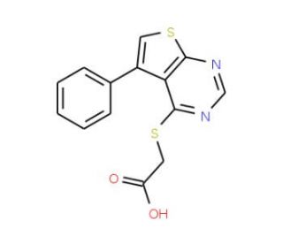 (5-Phenyl-thieno[2,3-d]pyrimidin-4-ylsulfanyl)-acetic acid - chemical structure image
