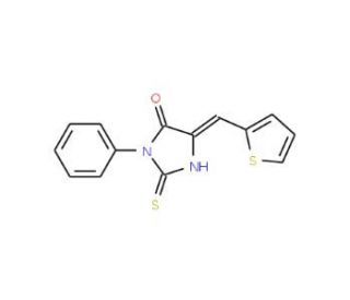 (5E)-2-Mercapto-3-phenyl-5-(2-thienylmethylene)-3,5-dihydro-4H-imidazol-4-one - chemical structure image