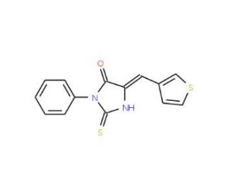 (5E)-2-Mercapto-3-phenyl-5-(3-thienylmethylene)-3,5-dihydro-4H-imidazol-4-one - chemical structure image
