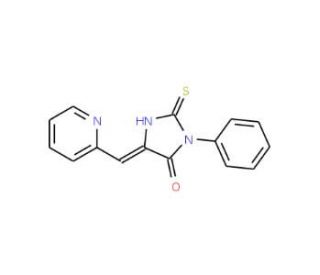 (5E)-2-Mercapto-3-phenyl-5-(pyridin-2-ylmethylene)-3,5-dihydro-4H-imidazol-4-one - chemical structure image