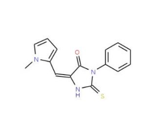 (5E)-2-Mercapto-5-[(1-methyl-1H-pyrrol-2-yl)-methylene]-3-phenyl-3,5-dihydro-4H-imidazol-4-one - chemical structure image