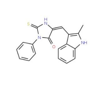 (5E)-2-Mercapto-5-[(2-methyl-1H-indol-3-yl)-methylene]-3-phenyl-3,5-dihydro-4H-imidazol-4-one - chemical structure image