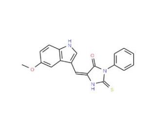 (5E)-2-Mercapto-5-[(5-methoxy-1H-indol-3-yl)-methylene]-3-phenyl-3,5-dihydro-4H-imidazol-4-one - chemical structure image