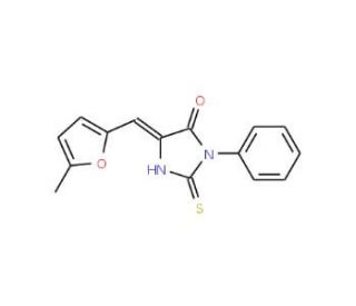 (5E)-2-Mercapto-5-[(5-methyl-2-furyl)methylene]-3-phenyl-3,5-dihydro-4H-imidazol-4-one - chemical structure image