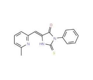 (5E)-2-Mercapto-5-[(6-methylpyridin-2-yl)-methylene]-3-phenyl-3,5-dihydro-4H-imidazol-4-one - chemical structure image
