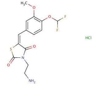 (5E)-3-(2-aminoethyl)-5-[4-(difluoromethoxy)-3-methoxybenzylidene]-1,3-thiazolidine-2,4-dione hydrochloride - chemical struct